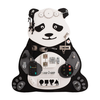 Manipulačná doska / Activity board  Panda – sivá - 71 × 61cm